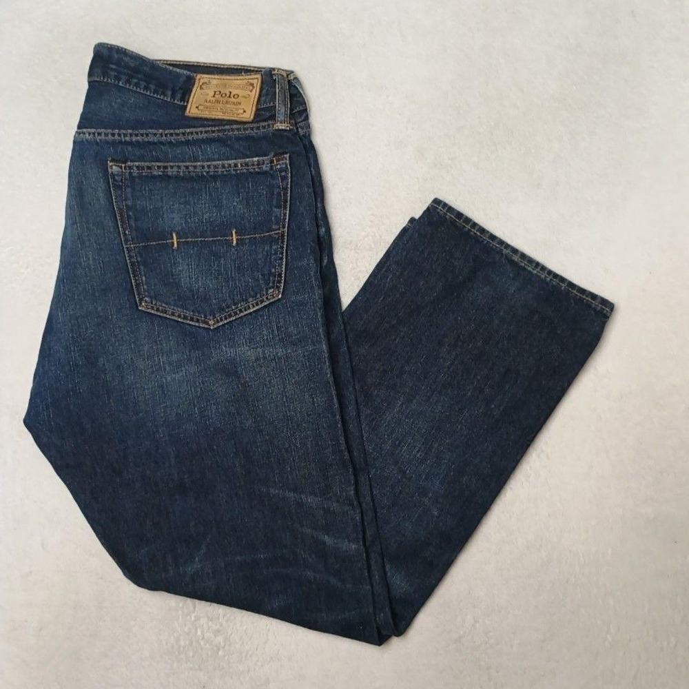 Polo Ralph Lauren Jeans Men 36x30 Blue Straight Medium Wash 5-Pocket Denim